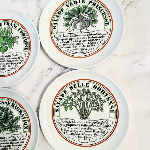 4 x French Salad Recipe Plates - Picture 3 of 3